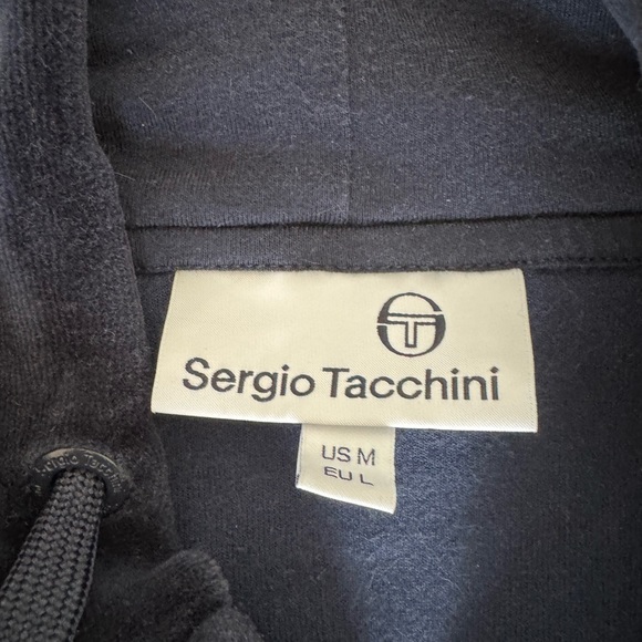 Sergio Tacchini vintage Scopeto Full-Zip Velour Hoodie & pant navy blue 2piece - Picture 3 of 4